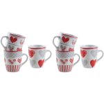 Mug en grs coeur rouge lot de 6