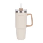 Mug isotherme avec paille acier inoxydable 0, 9 litres beige