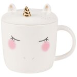 Mug licorne en grs blanc avec couvercle
