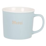 Mug en porcelaine bleue et blanche avec inscription dorée Mug en porcelaine bleue et blanche avec inscription dorée