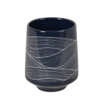 Mug en porcelaine bleue motif vagues blanches