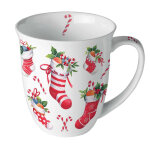 Mug en porcelaine fine chaussettes de nol 0, 4 litre
