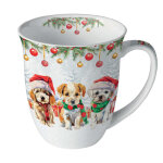 Mug en porcelaine fine chiots de no�l