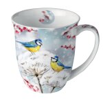 Mug en porcelaine fine m�sanges d hiver 0, 4 litre