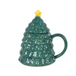Mug sapin de nol en grs vert, jaune et bleu