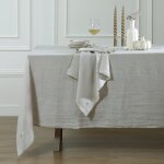 Nappe + 8 serviettes lin lav� naturel 150x300
