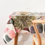 Nappe anti - taches en coton à fleurs multicolores 250x155 cm Nappe anti - taches en coton à fleurs multicolores 250x155 cm