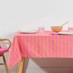 Nappe anti - taches en coton fuchsia et orange 200x160 cm Nappe anti - taches en coton fuchsia et orange 200x160 cm