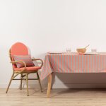 Nappe anti - taches en coton, toucher tissu orange et bleu 250x160 cm Nappe anti - taches en coton, toucher tissu orange et bleu 250x160 cm