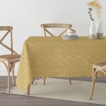 Nappe anti - taches jaune à fleurs blanches 155x155 cm Nappe anti - taches jaune à fleurs blanches 155x155 cm