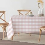 Nappe anti - taches vichy rose et blanc 200x155 cm