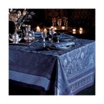 Nappe carre antitache coton mlang bleu 174x174 cm