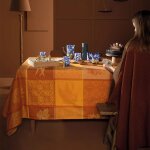 Nappe carre enduit pur coton jaune 175x175 cm