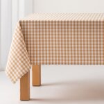 Nappe en coton antitache tissu à carreaux beige 140x200 cm Nappe en coton antitache tissu à carreaux beige 140x200 cm