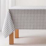 Nappe en coton antitache tissu à carreaux gris clair 140x140 cm Nappe en coton antitache tissu à carreaux gris clair 140x140 cm
