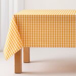 Nappe en coton antitache tissu  carreaux jaune 140x300 cm
