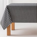 Nappe en coton antitache tissu à carreaux noir 140x300 cm Nappe en coton antitache tissu à carreaux noir 140x300 cm