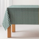 Nappe en coton antitache tissu  carreaux vert 140x200 cm