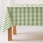 Nappe en coton antitache tissu  carreaux vert olive 140x300 cm