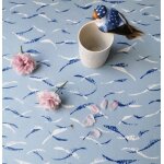 Nappe coton enduit bleue carr�e 160 x 160 cm