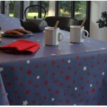 Nappe coton enduit bleue carr�e 160 x 160 cm