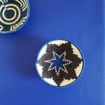 Nappe coton enduit bleue carre 160 x 160 cm