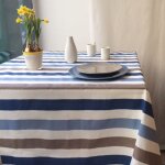 Nappe en coton enduit bleue rectangle 160 x 200 cm