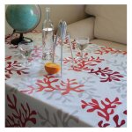 Nappe coton enduit rouge carr�e 160 x 160 cm