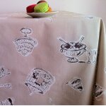 Nappe coton enduit taupe carr�e 160 x 160 cm