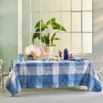 Nappe enduit pur coton bleu 175x250 cm