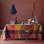 Nappe enduit pur coton multicolore 150x150 cm