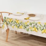 Nappe enduite anti - taches en 100% coton multicolore 300x155 cm