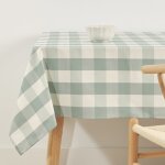 Nappe enduite anti - taches en coton vert 200x155 cm