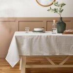 Nappe enduite en coton et en lin blanc 160 x 200 cm