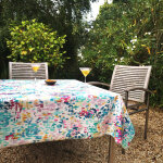 Nappe enduite coton multicolore carr�e 120 x 120 cm