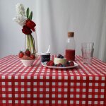 Nappe enduite coton rouge carrée 120 x 120 cm Nappe enduite coton rouge carrée 120 x 120 cm