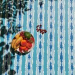 Nappe enduite coton turquoise carr�e 120 x 120 cm