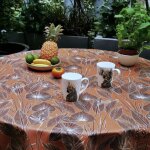 Nappe enduite marron ronde diam 160 cm Nappe enduite marron ronde diam 160 cm