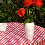 Nappe enduite rouge ovale 160 x 200 cm Nappe enduite rouge ovale 160 x 200 cm