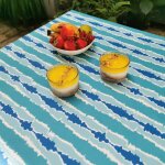 Nappe enduite turquoise ovale 160 x 200 cm