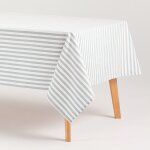 Nappe imperm�able rayures toucher tissu aqua marine 140x200 cm