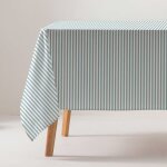 Nappe imperm�able rayures toucher tissu aqua marine 160x100 cm