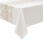 Nappe imprime en lin blanc 170x250
