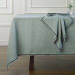 Nappe lin lav� c�ladon & noir 150x250