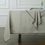 Nappe lin lav� naturel & noir 150x300