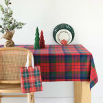 Nappe de noël en coton biologique tissé motif tartan 150x250 Nappe de noël en coton biologique tissé motif tartan 150x250