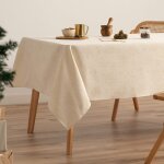 Nappe de noël en coton jacquard écru 140x200 cm Nappe de noël en coton jacquard écru 140x200 cm