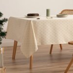 Nappe de no�l en coton jacquard �cru 140x240 cm