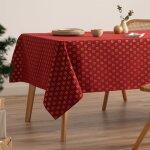 Nappe de noël en coton jacquard rouge 140x300 cm Nappe de noël en coton jacquard rouge 140x300 cm
