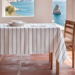 Nappe � rayures antitaches 100% coton 155x100